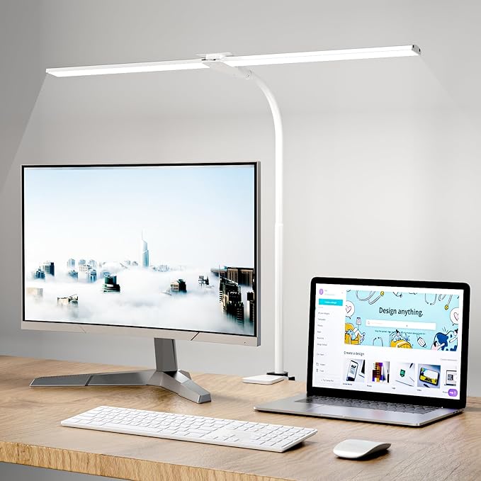 Hensam LED Desk Lamp with Clamp, Double Head Desk Light by Hensam