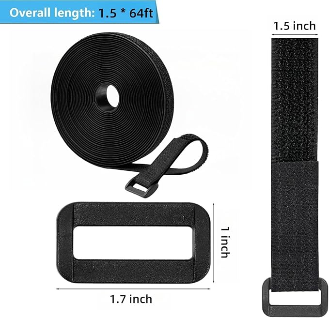 64ft 1.5 Inch Wide Cable Straps, Jumpso Adjustable Fastening Hook and Loop - Image 3