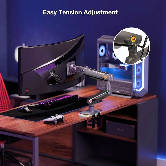 RGB Gaming Monitor-arm for Flat/Ultrawide/Curved Monitors 32 to 60 inch - Image 7