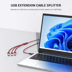 1FT USB Splitter 3 in 1 Out, A Male to 3 Female Extension Cable, USB Y Splitter - Image 3