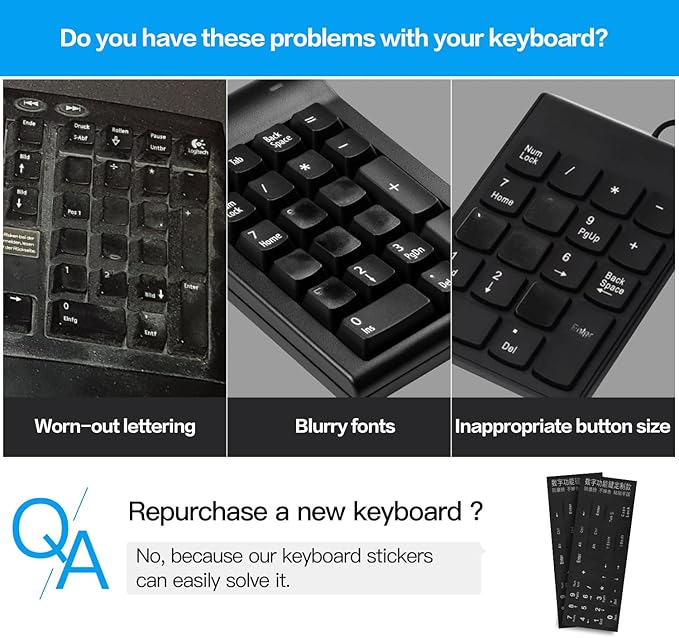 2PCS Keyboard Number Stickers, Keyboard Number Pad Replacement Stickers - Image 2