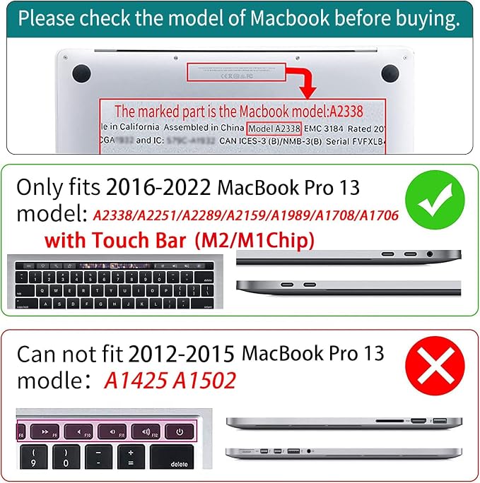 Teryeefi Compatible with M2 M1 MacBook Pro 13 inch Case A2338 A2251 A2289 A2159 - Image 2