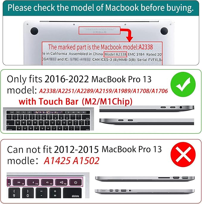 Teryeefi Compatible with M2 M1 MacBook Pro 13 inch Case Touch Bar A2338 A2251 - Image 2