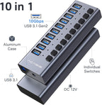 ACASIS Powered USB Hub, 10 Ports USB 3.1 Hub - Image 2
