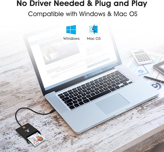 ZOWEETEK Type C CAC Reader, Smart CAC Card Reader USB C - Image 3