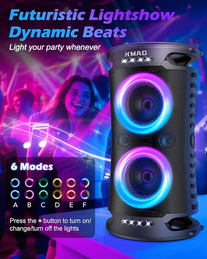 Large Bluetooth Speaker, 260W Peak Powerful Loud Sound - Image 4
