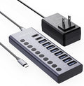 ACASIS 10 Ports 60W USB C 3.2 Hub, 10Gpbs Data Transfer, 20V/3A Power Adapter by ACASIS