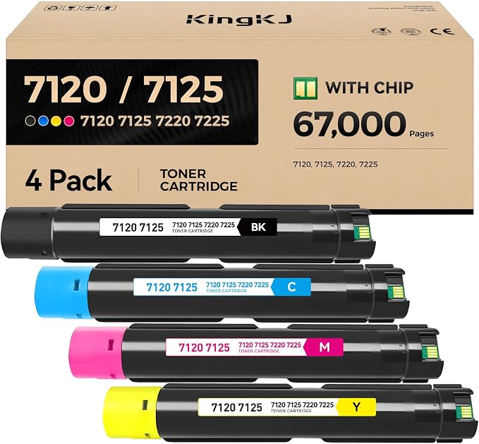 WorkCentre 7120 7125 Toner Cartridge Set 4-Pack Replacement by KingKJInkToner