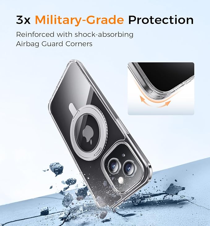 MAGIC JOHN for iPhone 15 Case 360° Rotatable Magnetic Invisible Stand, Fit for - Image 3
