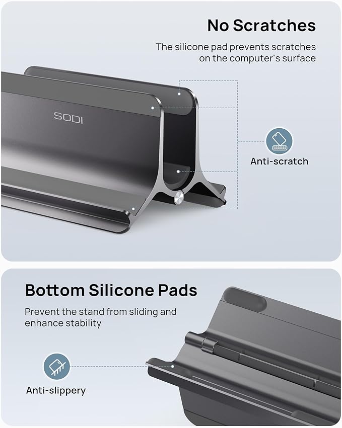 SODI Vertical Laptop Stand for Desk, Aluminum Laptop Holder Compatible - Image 4
