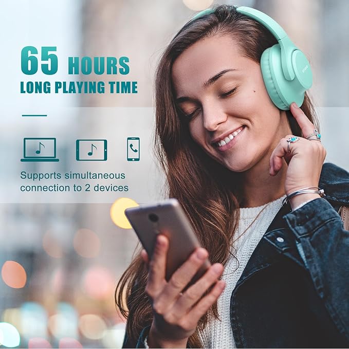 KVIDIO Bluetooth Headphones Over Ear, 65 Hours Playtime Wireless Headphones - Image 2