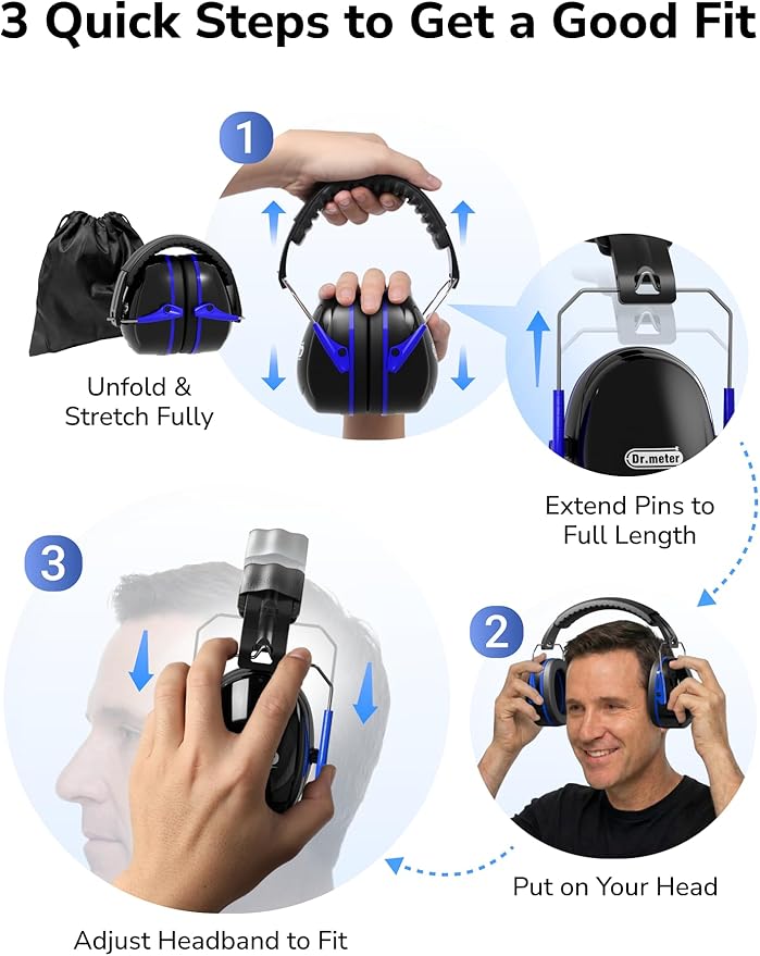 Dr.meter Noise Reduction Ear Muffs, SNR31dB Hearing Protection Sensory Earmuffs - Image 10
