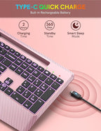 Wireless Keyboard with 7 Colored Backlits Wrist Rest, Phone Holder, - Image 4