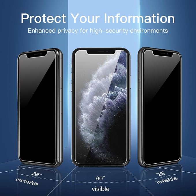 NEW'C 3 Pack Privacy for iPhone 11 Pro, iPhone X, iPhone XS Screen Protector - Image 5