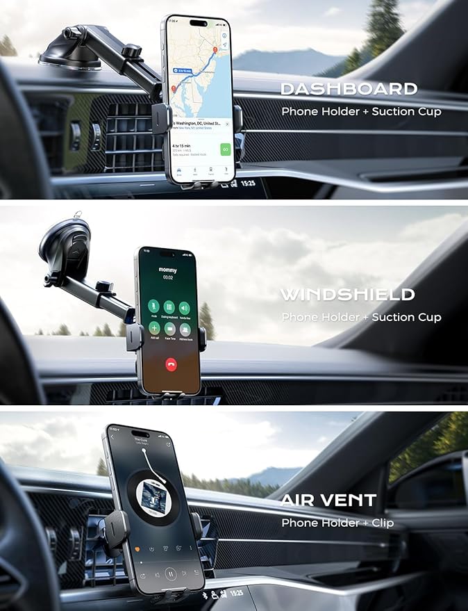 Wireless Car Charger, 15W Fast Charging Auto Clamping Phone Holders - Image 3