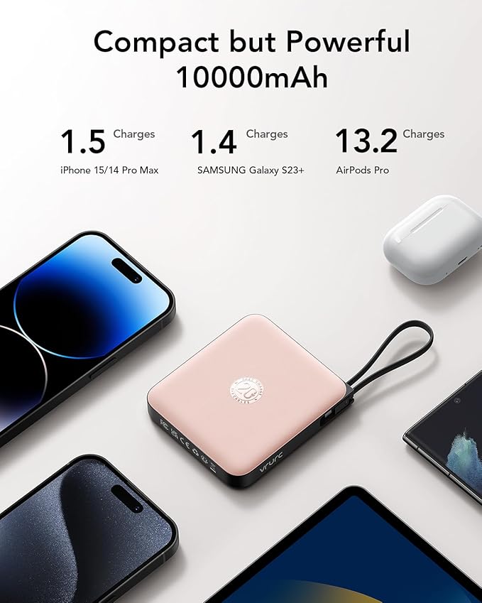 VRURC Mini Portable Charger, 22.5W USB C Fast Charging 10000mAh Pocket Power - Image 6