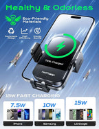 Wireless Car Charger, 15W Fast Charging Auto Clamping Phone Holders - Image 2