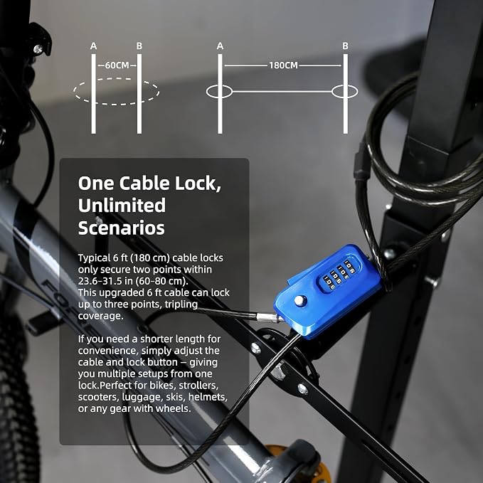 6ft Python Cable Lock for Bike, Trail Camera Locking, 4 Digit Combination Lock - Image 7