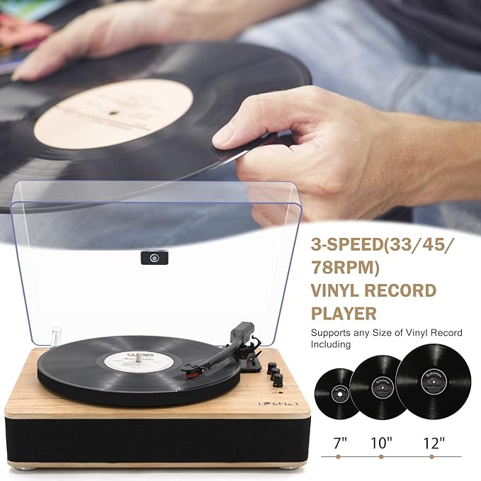 Vinyl Record Player 3-Speed Belt-Drive Turntable - Image 4