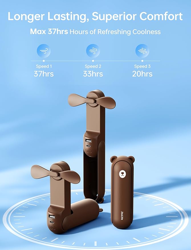 JISULIFE Handheld Fan with 4500 mAh Powerbank Max 37 Hours Runtime, Pocket - Image 3