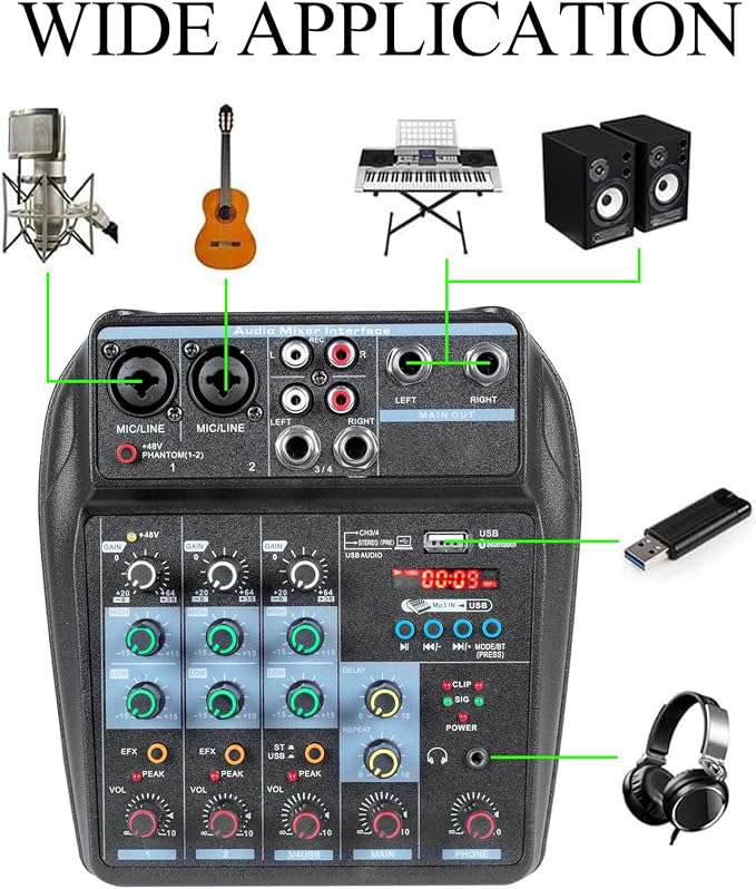 Dj Mixers 4 Channel Audio Mixer Sound Board - Image 4