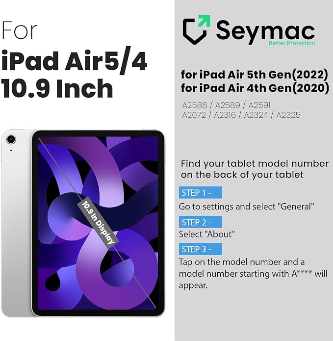 SEYMAC for iPad Air 5th/ 4th Generation Case 10.9 Inch, Full-Body Shockproof - Image 2