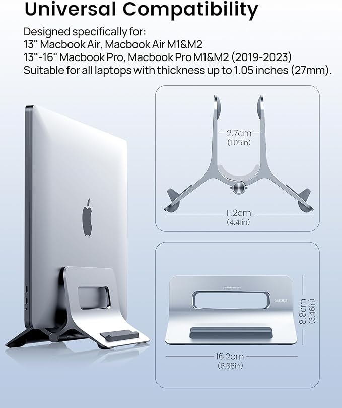 SODI Vertical Laptop Stand for Desk, Gravity Auto Lock Vertical MacBook Stand - Image 8