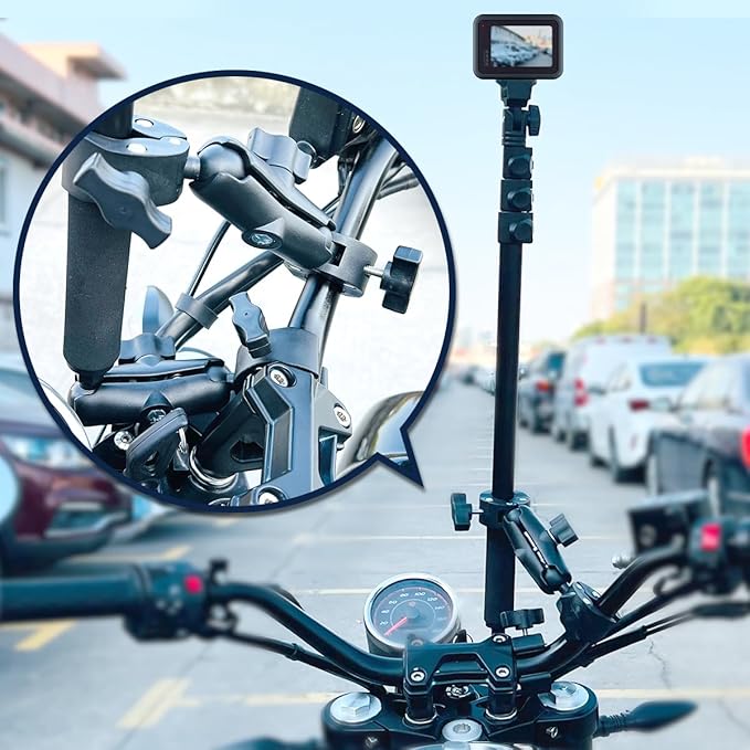 Motorcycle Bike Handlebar Double clamp Mount Invisible Selfie Stick Super - Image 4