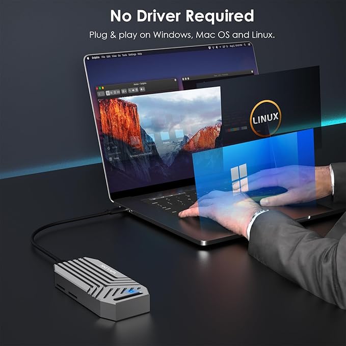 WAVLINK 40Gbps PCIe NVMe SSD Enclosure, USB4 External M.2 NVMe SSD Enclosure - Image 4