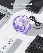 USB Desk Fan, 5 Inch Mini Portable, 3 Speeds Strong Airflow Personal Desktop - Image 4