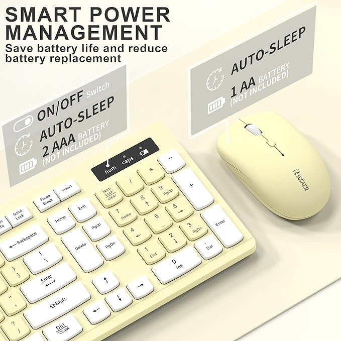 Wireless Keyboard and Mouse Combo, Full-Sized Wireless Keyboard and Adjustable - Image 5