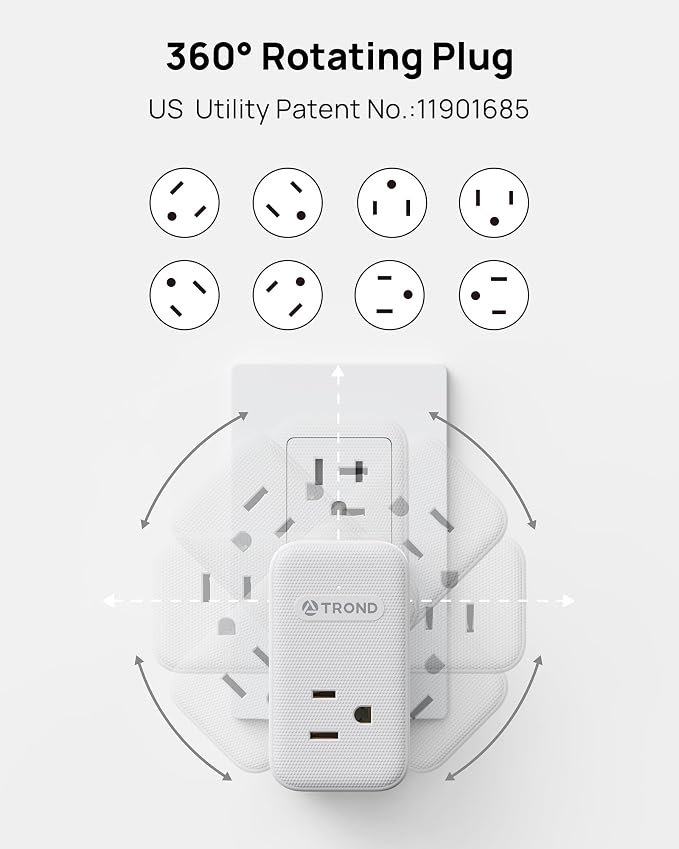 TROND Outlet Extender with 360 Rotating Plug, 3 AC Outlet Splitter with PD 20W - Image 3