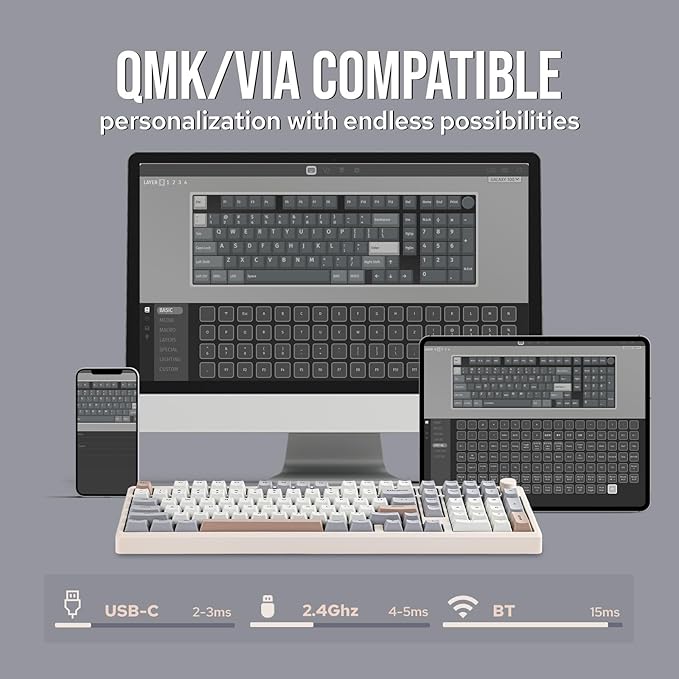 EPOMAKER Galaxy100 QMK/VIA Wireless Gaming Keyboard, Aluminum Shell, - Image 4