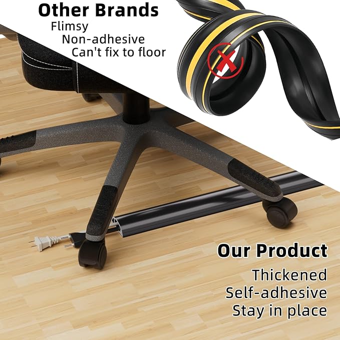 6ft Floor Cord Cover, Silicone Wire Hider, Hide Extension Cords, Protect Cords - Image 3