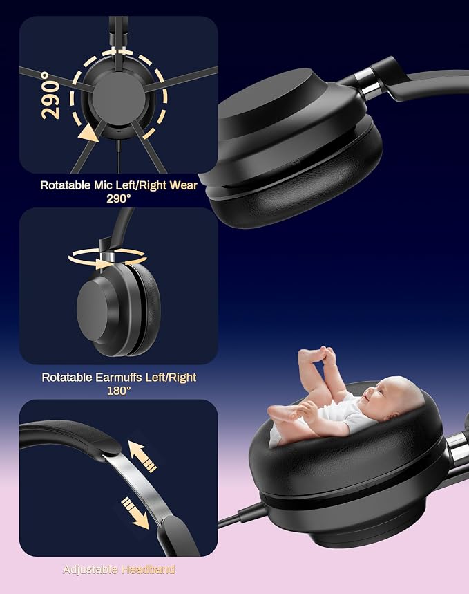 USB Headset with Microphone for PC-Wired Noise Reduction Office Headset work - Image 4