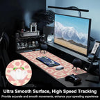 Mouse Pad, Large Pink Groovy Flowers Desk Mat, Extended Non-Slip Gaming - Image 5
