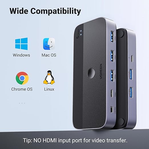 UGREEN USB 3.0 Switch 2 Computers Sharing USB C & A Devices, 4 Port USB - Image 7