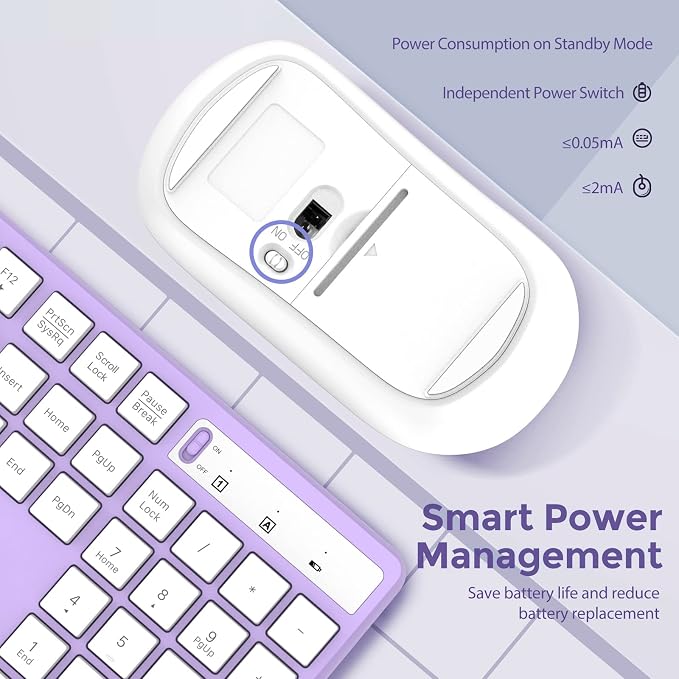 Wireless Keyboard and Mouse Combo, Lovaky 2.4G Full-Sized Ergonomic Keyboard - Image 3