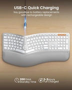 ProtoArc Backlit Bluetooth Ergonomic Keyboard, EK01 Plus Full Size Wireless - Image 5