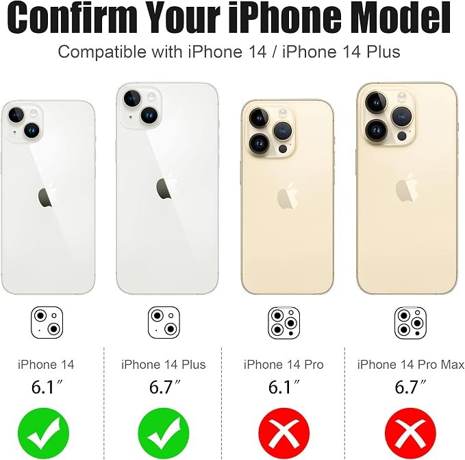 AGVEE 3+3 6 Pack for iPhone 14 6.1" / 14 Plus 6.7" Camera Lens Cover Protector - Image 2