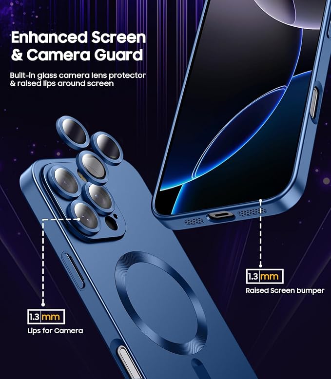 Magnetic for iPhone 16 Pro Case Slim Soft Silicone Bumper Shockproof Metallic - Image 4