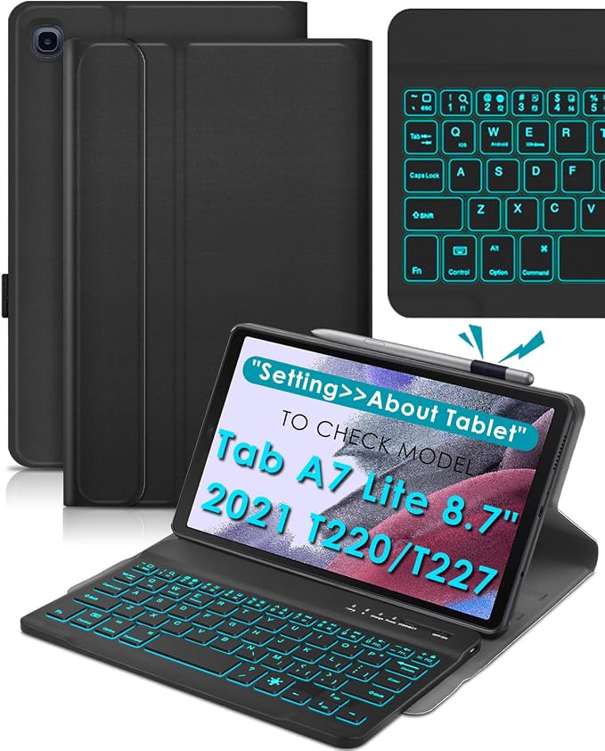 DETUOSI Backlit Keyboard Case for Samsung Galaxy Tab A7 Lite 8.7" 2021 by DETUOSI