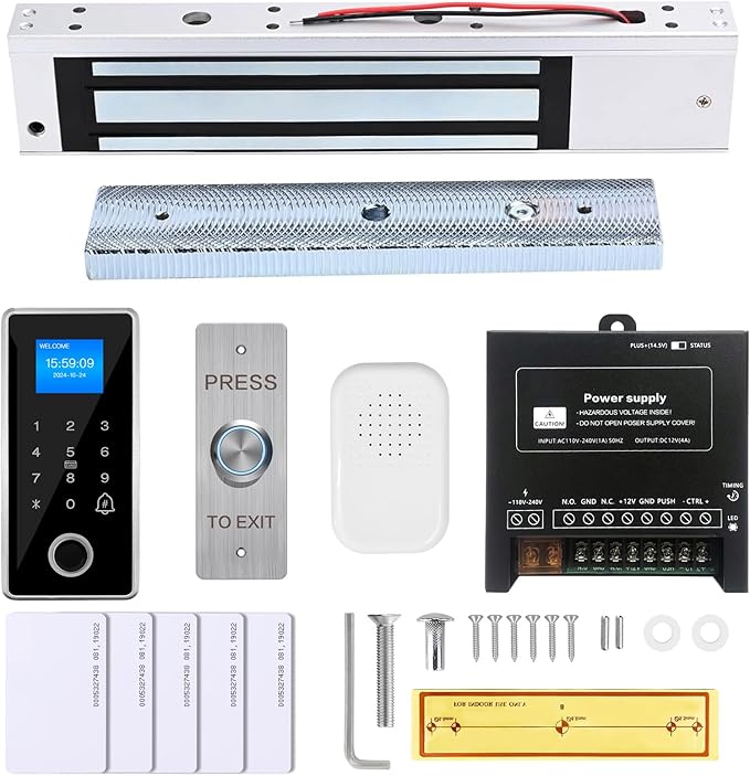 Waterproof Electric Magnetic Fingerprint Door Access Control Kit - 600 lb by Unknown