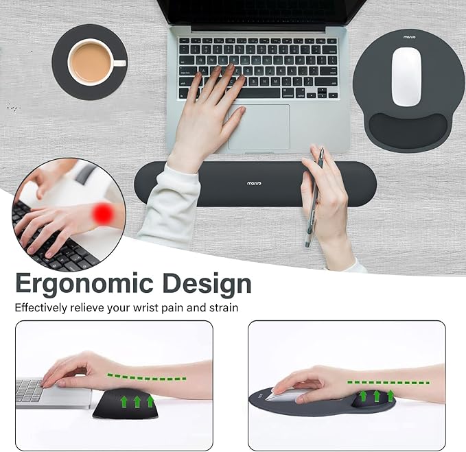 MOSISO Wrist Rest Support for Mouse Pad&Keyboard Set, Circle Curved Ergonomic - Image 3
