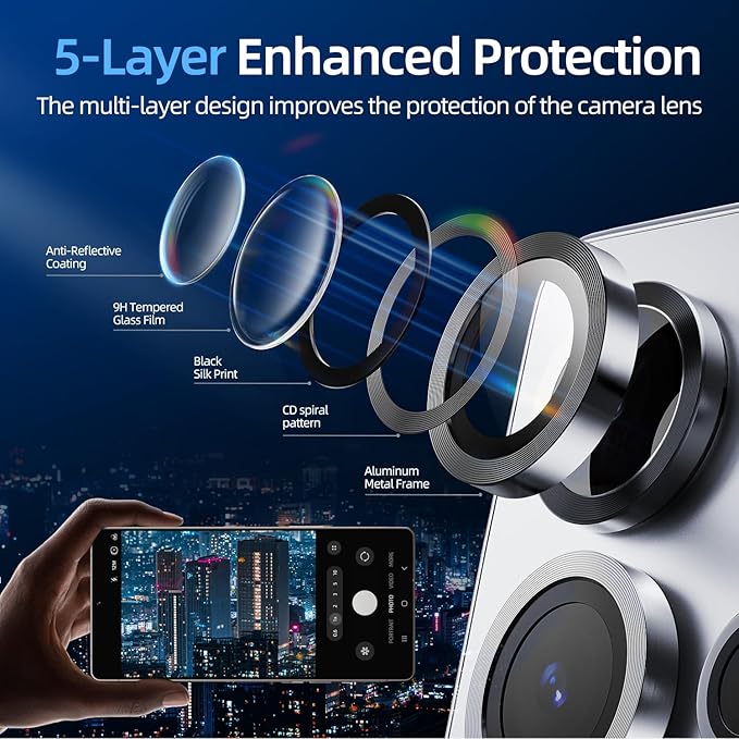X-it Camera Lens Protector for Samsung S25 Ultra, 9H Tempered Glass, - Image 4
