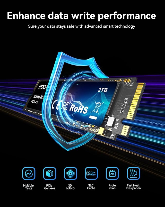 KOOTION 2TB NVMe Internal SSD PCIe 4.0, M.2 2280 NVMe Gen 4 Internal Solid - Image 7