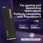 1TB PS5 SSD with Heatsink PCIe Gen4 NVMe M.2 Gaming SSD, 7400MB/s Read - Image 3