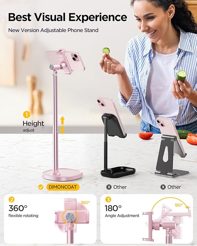 DIMONCOAT Phone Stand for Desk, Angle Height AdjustablePhone Holder for Desk - Image 2