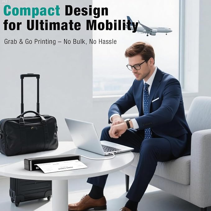 Portable Printer Wireless for Travel, Inkless Thermal Printer Supports 8.5 x 11 - Image 6