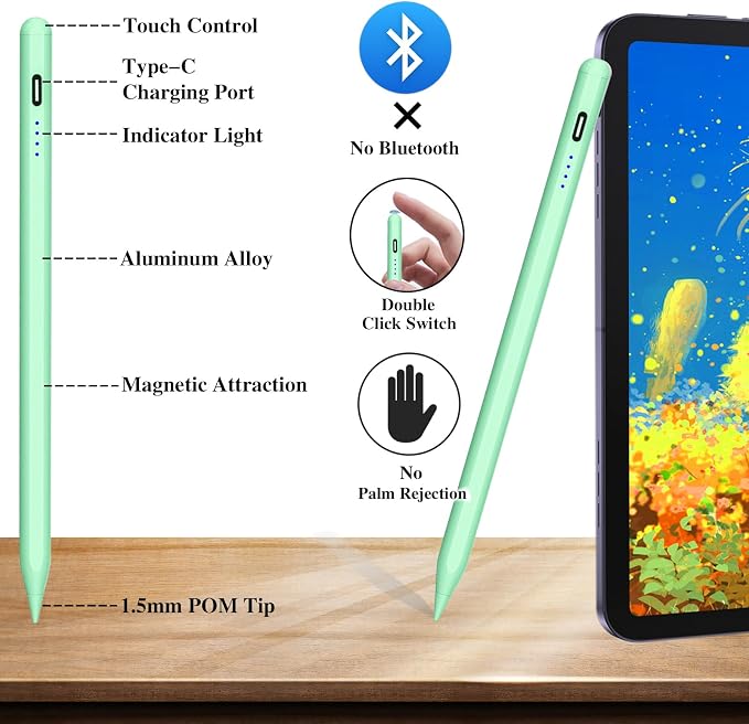Active Stylus Pens for Touch Screens Magnetic Type-C Charging Tablet Pen - Image 3